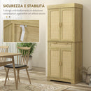 Credenza Cucina Stile Boho 2 Armadietti con Portaspezie e Cassetto 76x40x183 cm Rovere