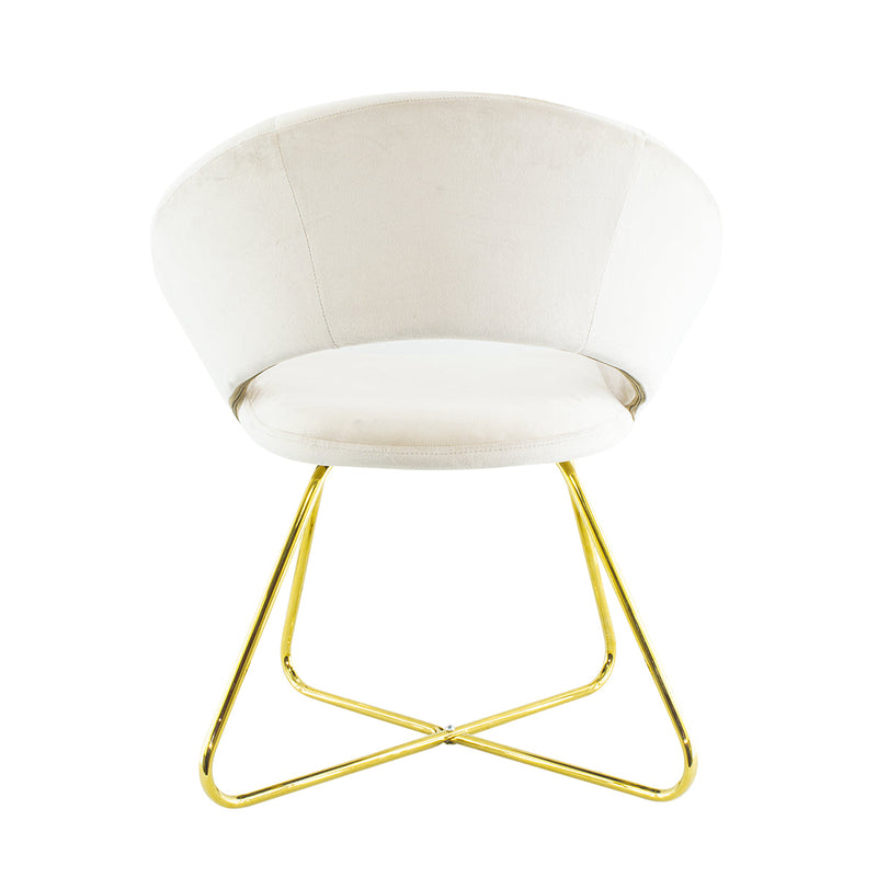 Poltrona Imbottita 66x65x68 cm in Tessuto Effetto Velluto Beige