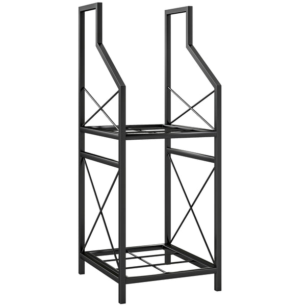 Portalegna a 2 Livelli 34x30x80cm per Interno Esterno in Metallo Nero prezzo
