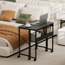 Scrivania Pieghevole Salvaspazio a Ribalta 80x50-21x75 cm con Scaffale e Ruote in MDF Nero   