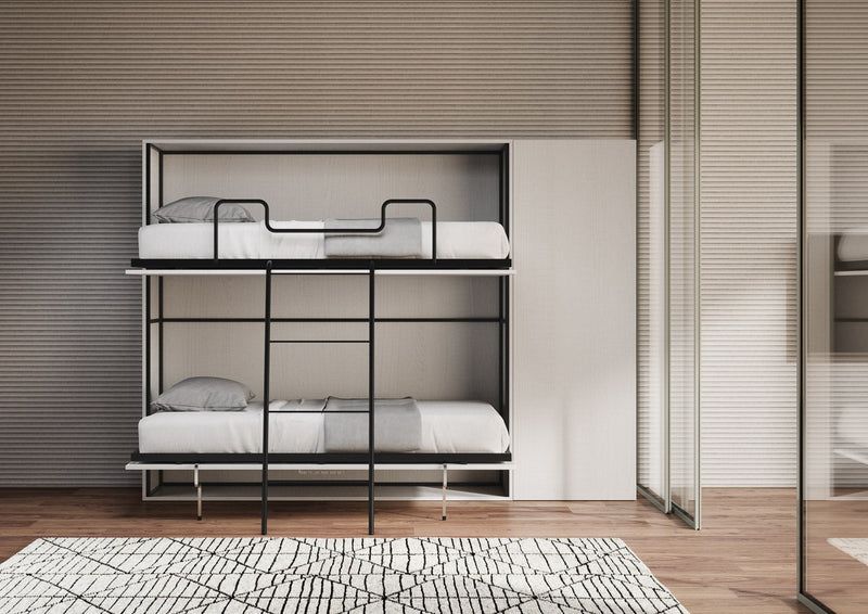 Letti Singoli a Scomparsa Composizione H Kando H190,8 Bianco Frassino 