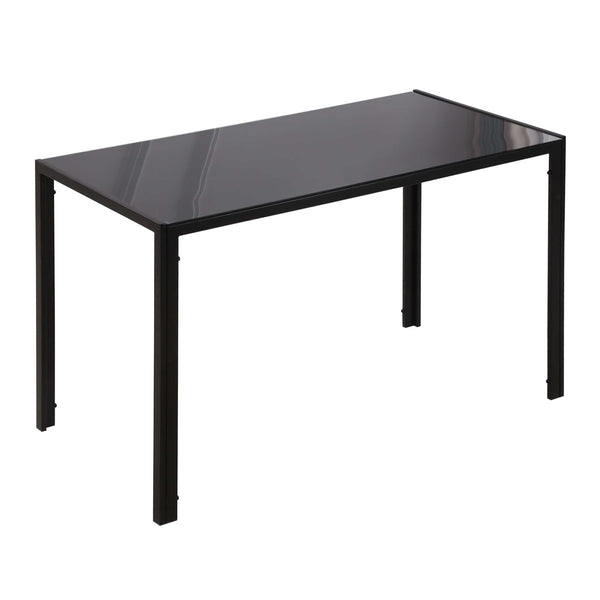 acquista Tavolo Rettangolare 120x60x75 cm in Metallo e Vetro Temperato Nero