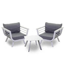Set Salotto da Giardino 2 Poltrone e Tavolino in Alluminio Riverside Bianco