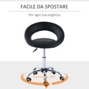 Sgabello Estetista Girevole da Salone Altezza Regolabile in Similpelle Nero 50x54x66-78 cm 