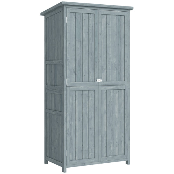 prezzo Armadio da Esterno 85x54x170 cm Capanno per Attrezzi con 2 Scaffali in Legno di Abete Grigio