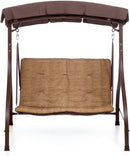 Dondolo da Giardino 2 Posti in Ferro con Tettuccio Haiti Ecrù