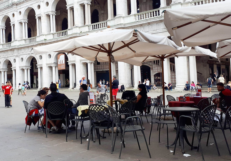 Ombrellone da Giardino 3,5x3,5 m Palo Ø60 mm in Legno Telo in Acrilico con Balza Danieli Bangkok Ecrù