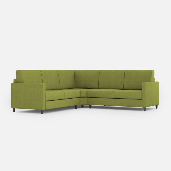 Divano Angolare 5 Posti 221x221x85 cm Karay in Tessuto Verde sconto