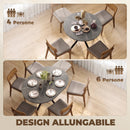 Tavolo Pranzo Allungabile 4-6 Posti 135x100x75 cm con Prolunga a Farfalla e Base a X in MDF e Acciaio Marmo Nero      
