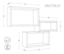 Set 3 Mensole da Parete Rettangolare in Fibra di Legno Trittico Ciliegio