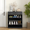 Mobile Scarpiera da 12 Paia 80x30x91,5 cm con Ripiani Regolabili e Cassetti in Legno Nero  