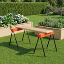 Set di 2 Cavalletti Pieghevoli 93x50x71-85,5 cm con Altezza Regolabile Maniglia e Piedini Antiscivolo Supporto 500 kg in Metallo Arancione      