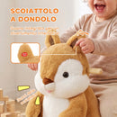 Dondolo per Bambini 1-3 Anni 60x37x58 cm a Scoiattolo con Suoni e Cintura di Sicurezza in Peluche Marrone      