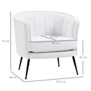 Poltroncina Imbottita da Camera 78,5x68x75 cm in Similpelle e Acciaio Bianco