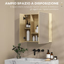 Pensile da Bagno con Specchio 60x15x60 cm in Truciolato Legno Naturale