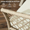 Set Tavolo e 4 Poltrone da Giardino con Cuscini in Acciaio e Rattan PE Cachi