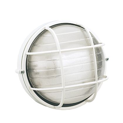acquista Lampada Plafoniera Tonda Grande con Gabbia Colore Bianco per Esterno Linea Industriale Sovil