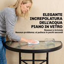 Set 3 Pezzi Bistrò con Tavolo Semicircolare 70x44x70 cm in Vetro Temperato e 2 Sedie Texteline Nero      