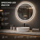 Specchio Rotondo Ø70 cm con LED a 3 Colori Dimmerabile Accensione Touch      