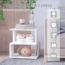 Tavolino da Caffè 2 Ripiani Design Moderno Legno Bianco 40x40x43 cm 