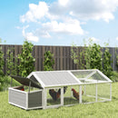 Pollaio da Giardino per 4-8 Galline con Rete Metallica e Tetto Apribile 240x112,5x76 cm in Legno Bianco      