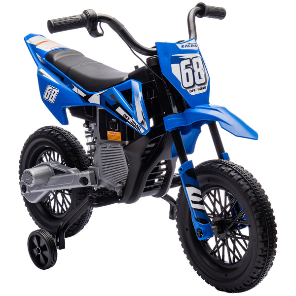 Moto Elettrica per Bambini 3-6 Anni 107x56x70 cm Batteria 12V e Rotelle Rimovibili Blu acquista