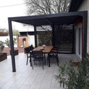 Pergola da Giardino 3,6x3 m in Alluminio con Doghe Orientabili su Tetto e Parete Grigio Antracite 
