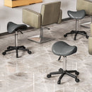 Sgabello Girevole a Sella 48x47x45-57A cm Rivestimento in Finta Pelle Grigio   