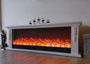 Camino Elettrico da Pavimento 60x180x33 cm Effetto Fiamma 1500W Skyline Bianco