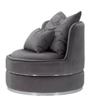 Poltrona Paris Space Grigio/Argento Ø84x72 cm in Legno e Spugna Grigio