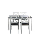Set Woody Tavolo e 4 sedie Fumo Gambe Bianche