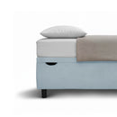 Letto Singolo Contenitore Imbottito Microfibra Azzurro BoxMax Testata Flat Varie Misure