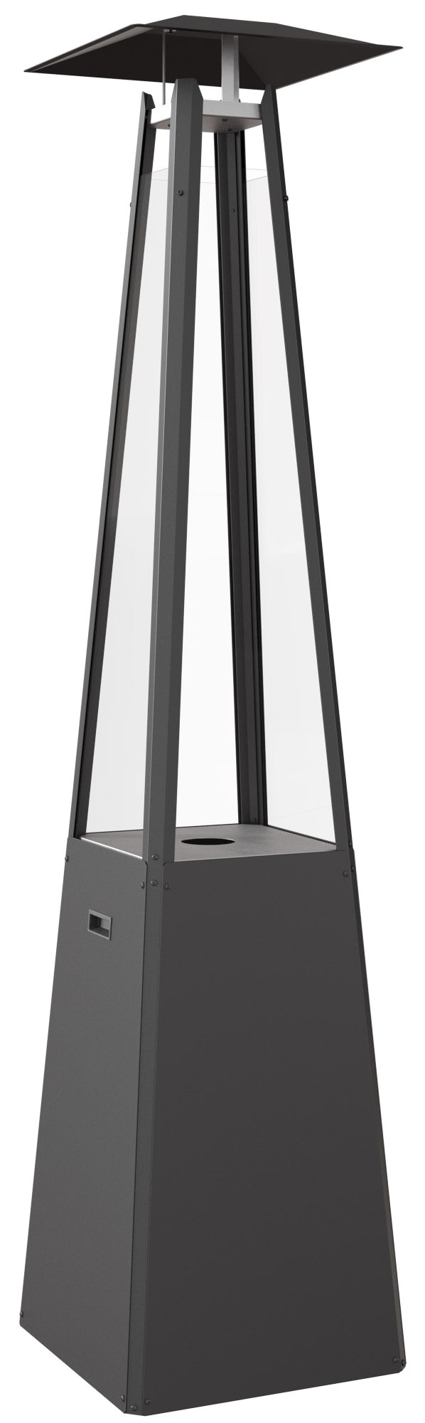 Stufa a Piramide Gas Gpl da Esterno con Vetro in Acciaio Flig Memphis Nera