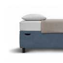 Letto 1 Piazza e Mezza Contenitore Imbottito Microfibra Blu Boxmax Testata Flat Varie Misure