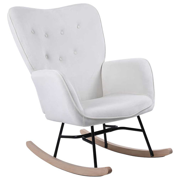 prezzo Poltrona Sedia Dondolo Relax Tessuto e Metallo Imbottita Design Moderno Crema