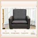 Poltrona per Salotto Moderna 75x78x81 cm in Finta Pelle Imbottita Marrone  
