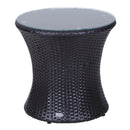 Set Salotto da Giardino in Rattan Sintetico 2 Poltroncine Tonde con Tavolino e Cuscini Marrone 