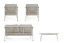Set 4 Pezzi Salotto da Giardino con Divano 2 Poltrone e Tavolino in Alluminio Corda Poliestere e Pietra Sinterizzata Miravet Wall 