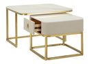 Tavoli da Caffè Beauty Coppia 70x70x48 cm - 50x50x43,5 cm in Pino e MDF e Metallo      