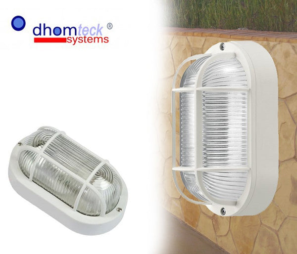 sconto Plafoniera applique ovale E27 con griglia tartaruga bianca e campana in vetro