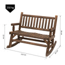 Panchina da Giardino a Dondolo 2 Posti 112x67x93 cm in Legno di Abete  Rustico