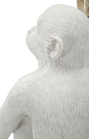 Lampada da Tavolo Monkey Seduta Bianca 33x33x32 cm in Resina Bianco      