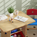 Set Tavolo e Sedie per Bambini con 4 Contenitori per Giochi in Legno e PP   
