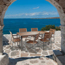 Set Tavolo e 6 Sedie da Giardino in Acciaio e Sumpar Wood Kraus Donatello