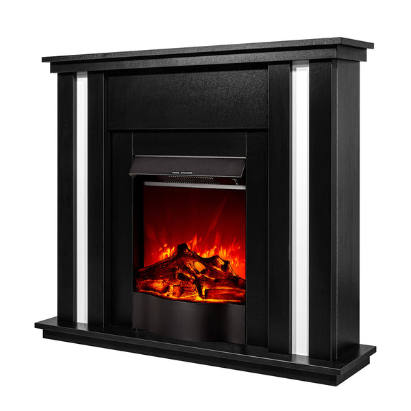 prezzo Camino Elettrico da Pavimento 95x110x27 cm Effetto Fiamma 1600W Gustavo & Corsica Nero/bianco
