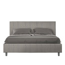 Letto Matrimoniale Giroletto con Alzata Comoda Imbottito in Tessuto Labirinto Adele Grigio Varie Misure