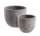 Set 2 Vasi Cement Basso Grigio