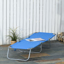 Lettino Prendisole Pieghevole da Giardino 180x55x24 cm in Metallo e Tessuto Oxford Blu