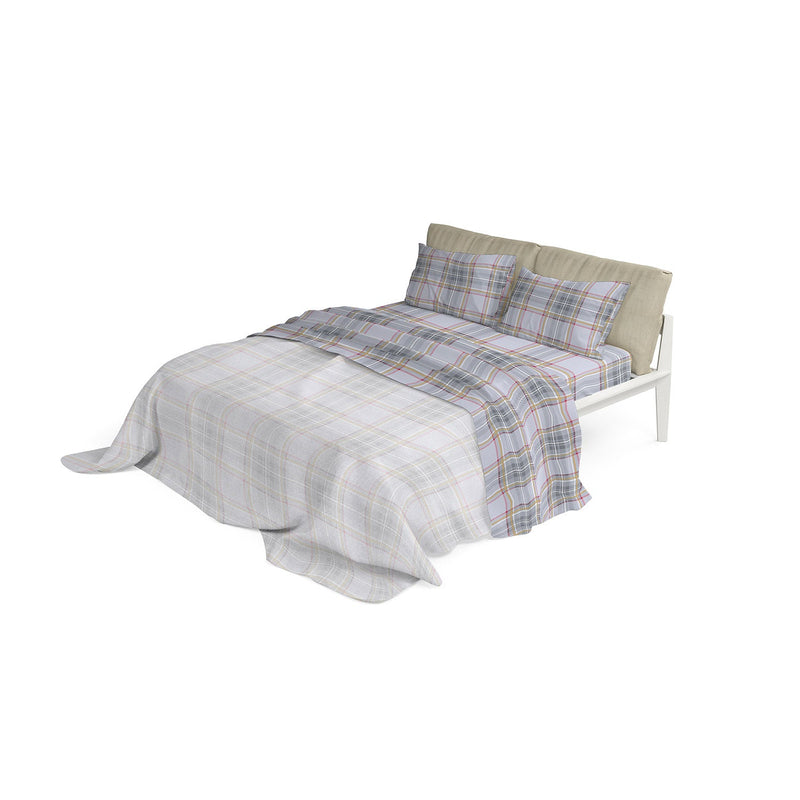 Set Lenzuola Matrimoniale con Stampa Sopra Sotto e Federe in Cotone Athena Edi Rosso/Giallo