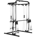 Palestra Multifunzione 3 in 1 210x132x225 cm con Sistema di Cavi Incrociati Squat Rack Regolabile Barra Bilanciere e Barre Trazioni in Acciaio      